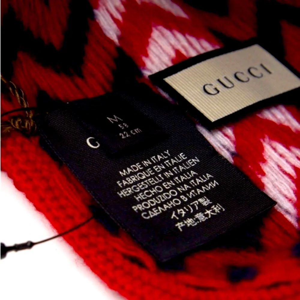 GUCCI Wool Zig Zag Knit Beanie, Unisex. NWT